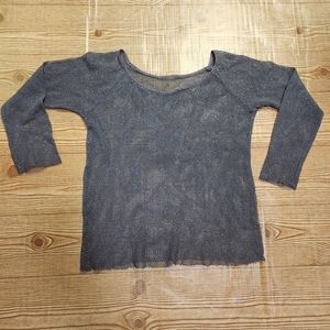 Metallic Silver Fishnet 3/4 Length Sleeve Shirt Size Lg*
